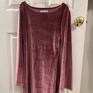 Urban outfitters pink velvet long sleeve mini dress